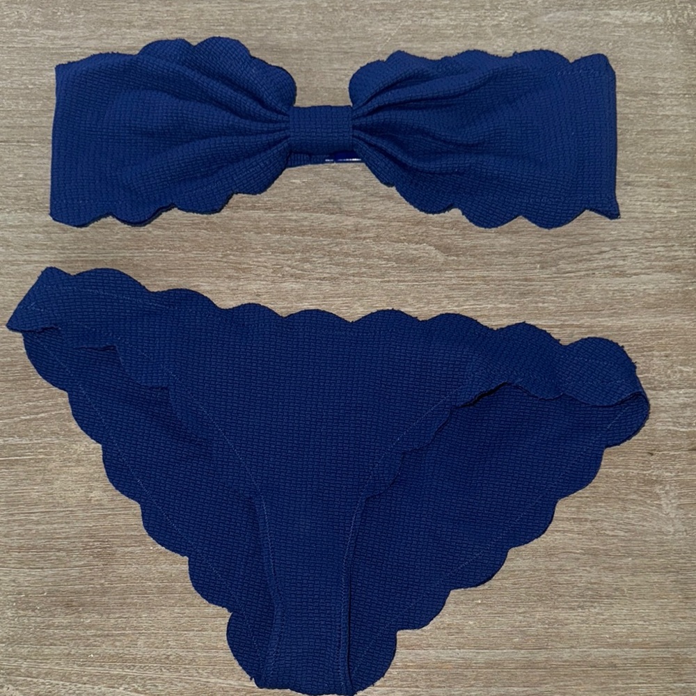 Navy Scalloped Bikini Set